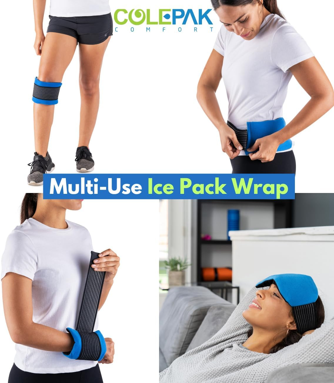 Hot & Cold Ice Packs for Injuries Reusable Gel (4 Pc Set) for Pain Relief, Joint Muscle Soreness Swelling for Knees Back Shoulder Foot